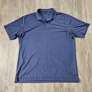 Peter Millar Crown Crafted Men's Navy Blue Fish Hooks Golf Polo Shirt XXL
